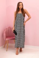Sukienka damska na ramiączkach z geometrycznym wzorem czarna