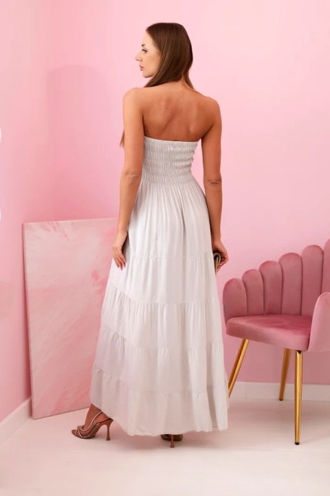 Sukienka damska wiskozowa z elastyczną górą beżowa