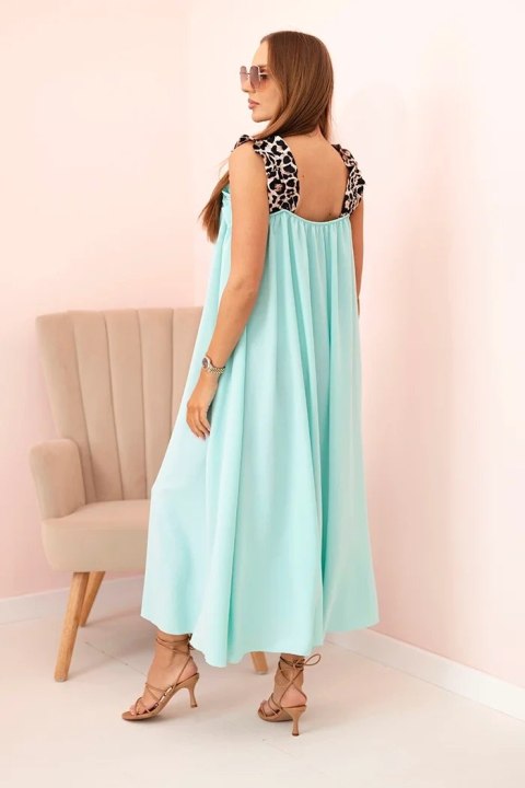 Sukienka damska z ramiączkami w panterkę miętowa