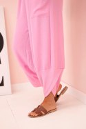 Komplet z wiskozy bluzka + spodnie jasny różowy