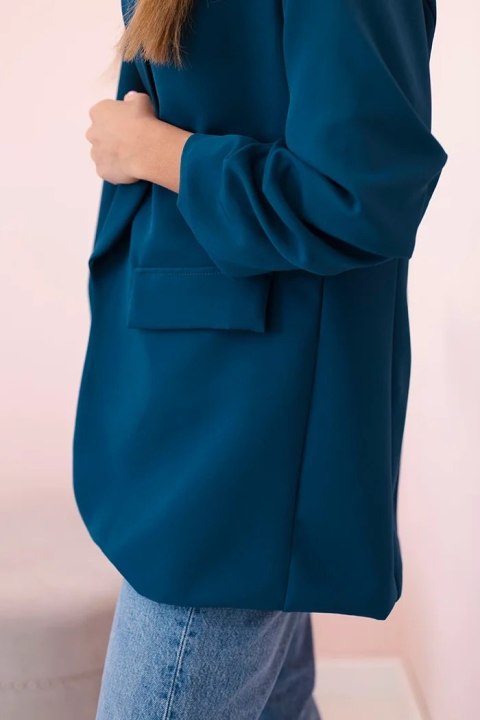 Marynarka z klapami elegancka ciemno morska