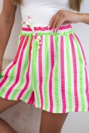 Spodenki damskie bawełniane w paski zielony neon