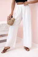 Spodnie z szeroką nogawką jasno beżowe