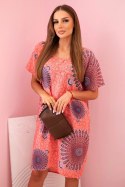 Sukienka damska bawełniana z orientalnym wzorem malinowa
