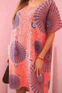 Sukienka damska bawełniana z orientalnym wzorem malinowa