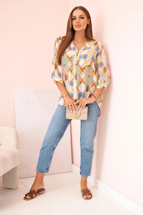 Koszula damska wiskozowa z rękawem 3/4 i kieszonką miętowa