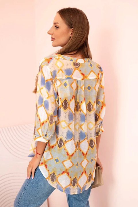 Koszula damska wiskozowa z rękawem 3/4 i kieszonką miętowa