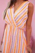 Sukienka damska bawełniana w kolorowe paski pomarańczowy neon