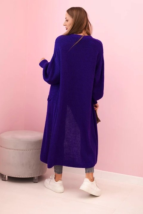 Sweter długi kardigan fioletowy