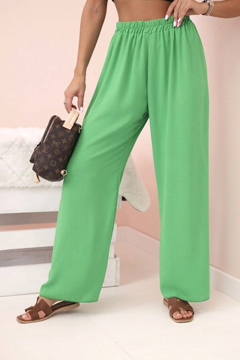 Spodnie z szeroką nogawką jasno zielone