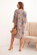 Sukienka damska bawełniana z kwiatowym wzorem i rękawem 3/4 fango