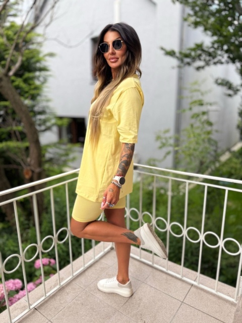 Bawełniany komplet ROSS | lemoniada | t-shirt+krótkie spodenki | rozmiar uniwersalny