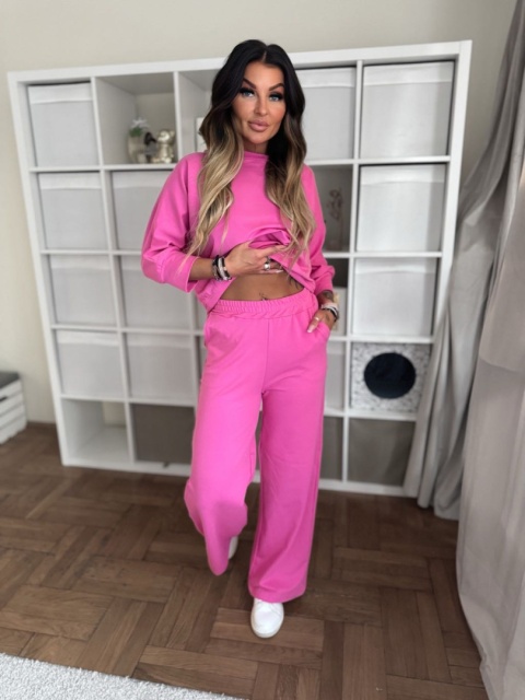 Bawełniany komplet dresowy JOSH I FUKSJA | one size