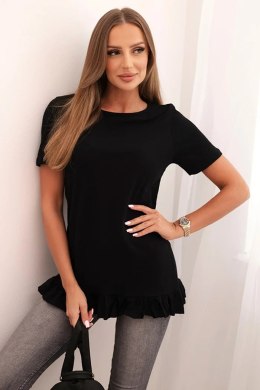 Bluzka damska z falbaną na dole czarna