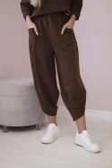 Komplet bawełniany bluza + spodnie brązowy