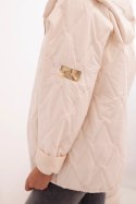 Kurtka damska pikowana z kapturem jasno beżowa