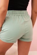 Spodenki damskie bawełniane z gumką i wiązanie w pasie ciemno miętowe