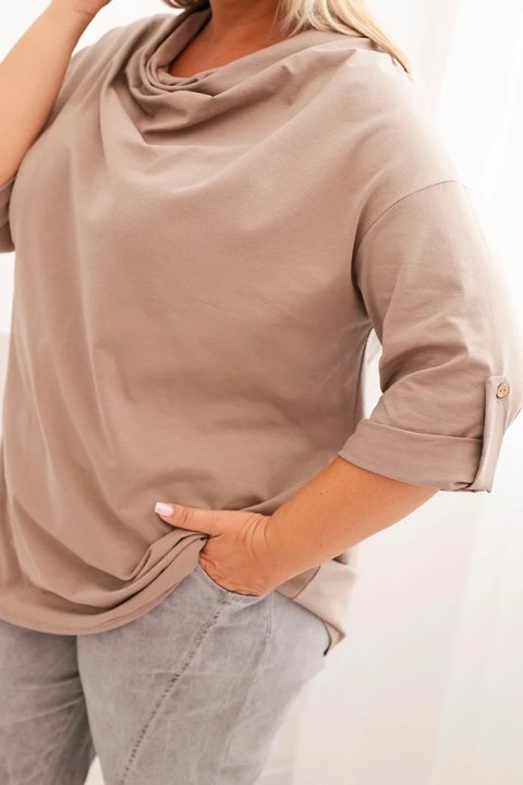 Bluzka damska Plus Size z bawełną o luźnym kroju z dekoltem wodnym fango