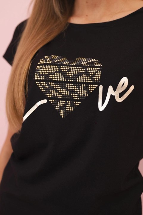 Bluzka damska bawełniana z krótkim rękawem i nadrukiem „Stay Wild" czarna