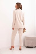Komplet damska z wiskozą z ozdobami i elastycznymi spodniami beżowy
