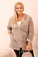 Bluza damska Plus Size dekatyzowana z kapturem i nadrukiem BKLYN fango