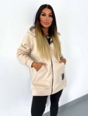 Długa rozpinana bluza LUCAS | beż | rozmiar oversize standard bawełna