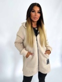 Długa rozpinana bluza LUCAS | beż | rozmiar oversize standard bawełna