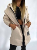 Długa rozpinana bluza LUCAS | beż | rozmiar oversize standard bawełna