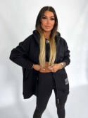 Długa rozpinana bluza LUCAS | czerń | rozmiar oversize standard bawełna