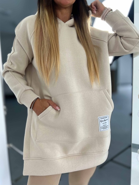 Gruba ocieplana bluza CABO | beż | one size | polski produkt