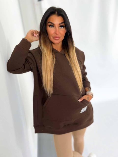 Gruba ocieplana bluza CABO | czekoladowy | one size | polski produkt