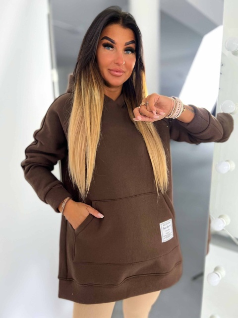 Gruba ocieplana bluza CABO | czekoladowy | one size | polski produkt