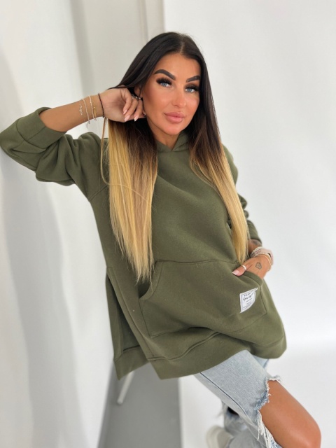 Gruba ocieplana bluza CABO | oliwkowy | one size | polski produkt