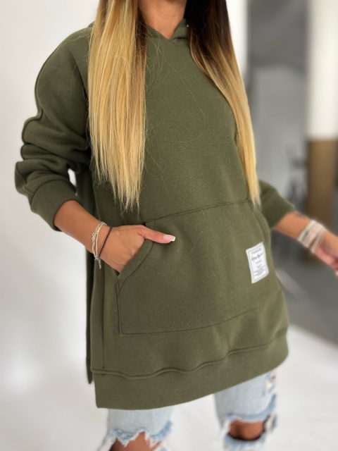 Gruba ocieplana bluza CABO | oliwkowy | one size | polski produkt