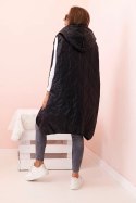 Kamizelka damska pikowana Plus Size z kapturem zapinana na zamek czarna