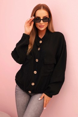Koszula damska muślinowa z długim rękawem czarna