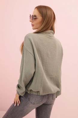 Koszula damska muślinowa z długim rękawem khaki