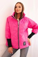 Kurtka damska pikowana z krótkim krojem i stójką różowa