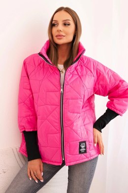 Kurtka damska pikowana z krótkim krojem i stójką różowa