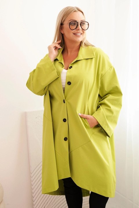 Narzutka damska Plus Size Punto z bawełną i guzikami pistacjowa