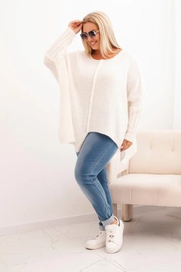 Sweter damska Plus Size z akrylem o luźnym kroju i rękawem 3/4 ecru