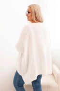 Sweter damska Plus Size z akrylem o luźnym kroju i rękawem 3/4 ecru