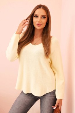 Sweter damska z wiskozą z dekoltem w serek cytrynowy