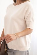 Sweter damski z wiskozy z krótkim rękawem beżowy