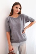 Sweter damski z wiskozy z krótkim rękawem szary