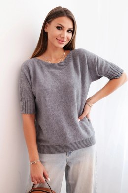 Sweter damski z wiskozy z krótkim rękawem szary
