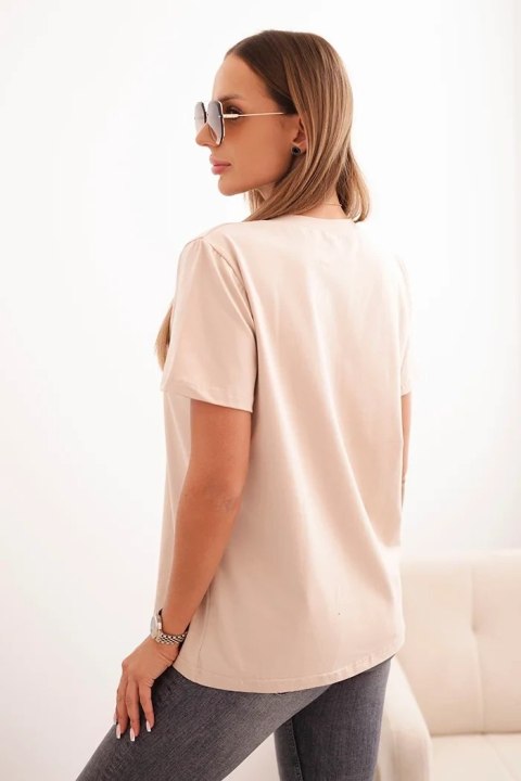 Bluzka damska bawełniana o klasycznym kroju beżowa