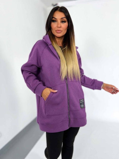 Długa rozpinana bluza LUCAS | jagodowy | rozmiar oversize standard bawełna