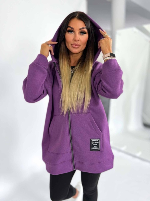 Długa rozpinana bluza LUCAS | jagodowy | rozmiar oversize standard bawełna