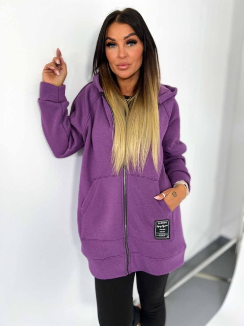 Długa rozpinana bluza LUCAS | jagodowy | rozmiar oversize standard bawełna